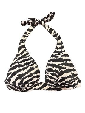Vintage Victoria's Secret Black & White Zebra Halter Bikini Top-Size Small